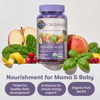 Garden of Life Organics Prenatal Gummies Multivitamin with Vitamin D3, B6, B12, C & Folate for Healthy Fetal Development – Organic, Non-GMO, Gluten-Free, Vegan, Berry Flavor, 30 Day Supply