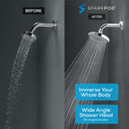 SparkPod Shower Head - High Pressure Rain - Premium Quality Luxury Design - Easy Clean Adjustable Replacement for Your Bathroom Shower Heads (Polished Chrome Finish, 6 Inch Round)