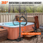 VEVOR Hot Tub Handrail, 360 Rotatable Spa Side Handrail with 48"-63" Adjustable Height, Rust-Proof Aluminum Spa Hot Tub Hand Rail with Slide-Under Mount Base for Indoor & Outdoor, 600LBS Capacity