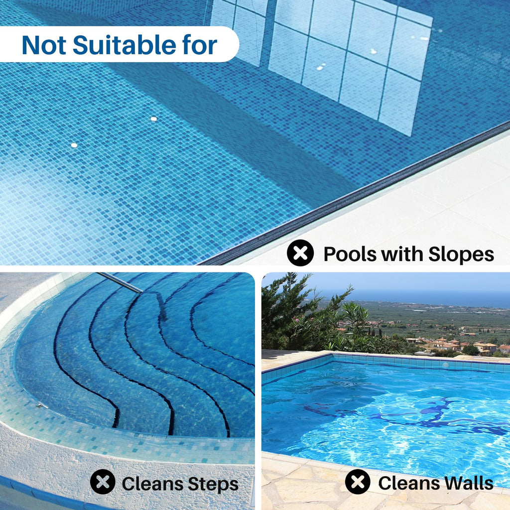 POOLPURE Cordless Robotic Pool Cleaner - Dual 30W Motors, 100Min Runtime, for Above & In-Ground Pools Up to 1000 Sq.Ft, Auto-Parking, Advanced Waterproof Technology (Blue)