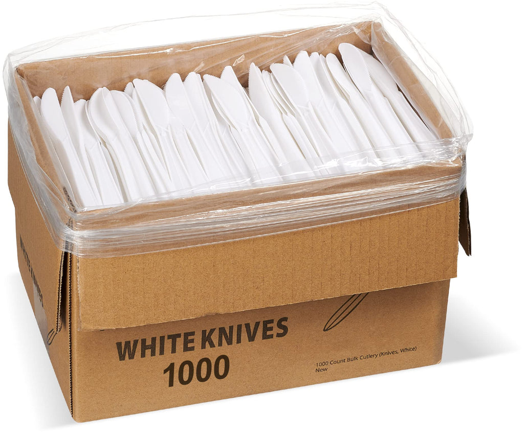 1,000 Plastic Disposable Knives Bulk Black Medium Weight Disposable Silverware Plastic Cutlery Knife
