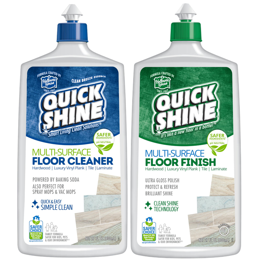 Quick Shine Multi Surface Floor Cleaner & Floor Polish w/Clean Shine Technology 2-27oz Bottles | Use on Hardwood, Laminate, Luxury Vinyl Plank, Tile & Stone | Safer Choice Formulas