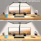Micomlan Led Desk Lamp with Clamp, Architect Desk Lamp for Home Office with Atmosphere Lighting, 24W Ultra Bright Auto Dimming Computer Light Stepless Dimming and Tempering LED Table Light