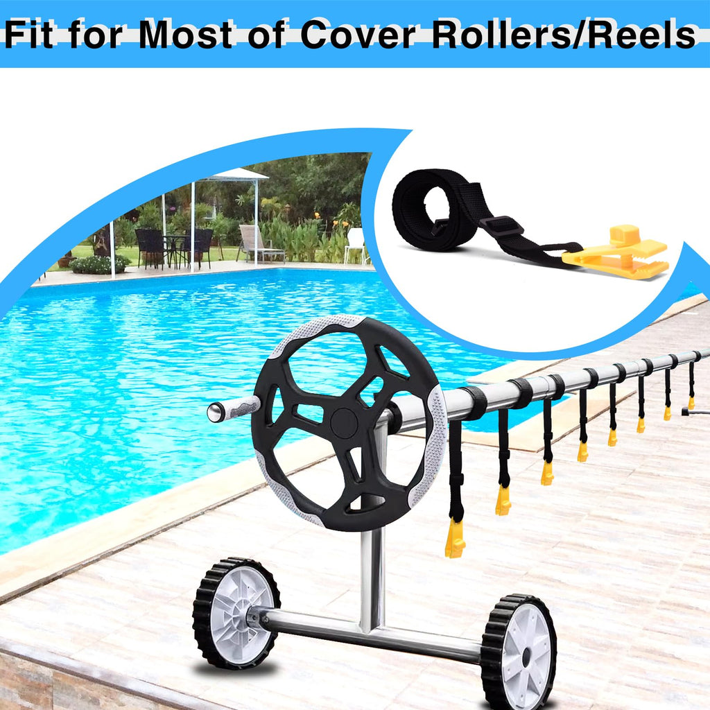 36 Pcs Pool Solar Cover Reel Attachment Kit, Solar Cover Reel Blanket Straps and Clips for Universal Inground Swimming Pool (Yellow, 36Pcs)