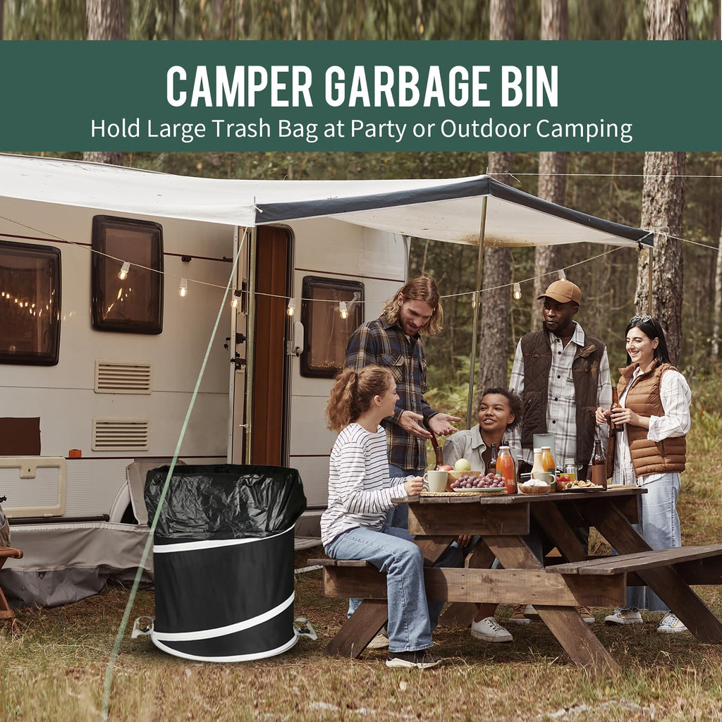 Rachmi 40 Gallon Collapsible Pop-Up Trash Can 2-Pack 22"x26.4", Black