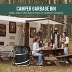 Rachmi 40 Gallon Collapsible Pop-Up Trash Can 2-Pack 22"x26.4", Black