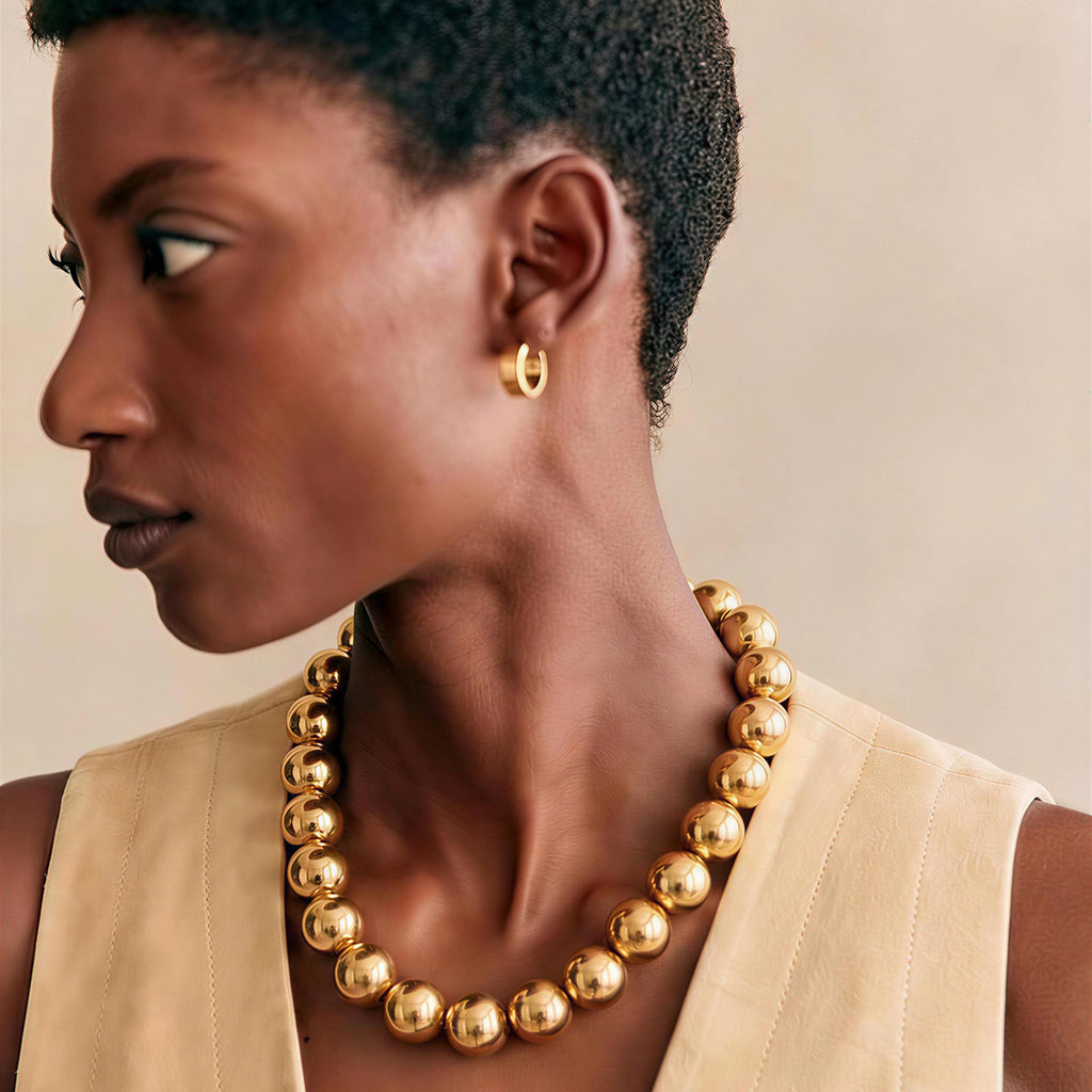 LILIE&WHITE Chunky Gold Beaded Necklaces for Women
