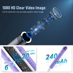 LEIPUT Ear Wax Removal Tool - Ear Cleaner with 1080P Camera - Ear Canal Cleaner - Ear Cleaning Kit with 6 Ear Spoon - Ear Camera for iOS & Android - Birthday Gifts for Women - Purple