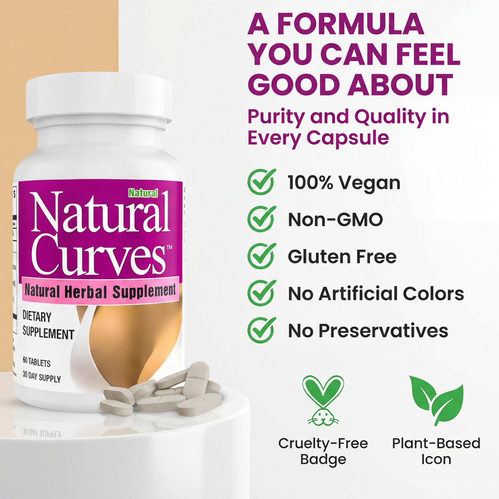 Natural Curves Breast Enhancement Pills and Estrogen Supplement for Women and Men, Breast Enlargement Pills for Women and Transgender - Vegan Non GMO 60 Tablets