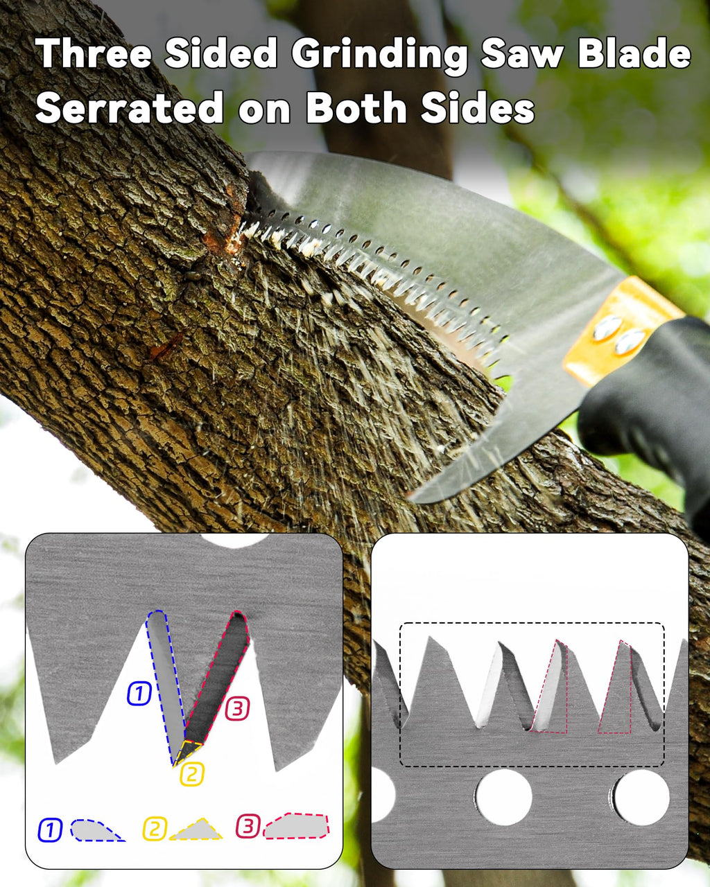 BlumeTrec 11FT Pole Saw with Adjustable Length for Tree Trimming Lightweight Manual Pruning Saw with Long Extension Branch Cutter