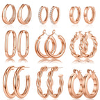 Yesteel Rose Gold Hoop Earrings, Rose Gold Plated Earrings for Women