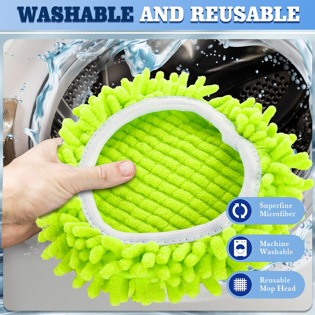 Wa.IE JiemiMicrofiber Spin Mop Refills Head Compatible for EasyWring 1-Tank System (6-Pack Set: Includes 1 Mop Scrub Brush + 1 Mop Base + 4 Pack Cleaning Floor Mop Head)