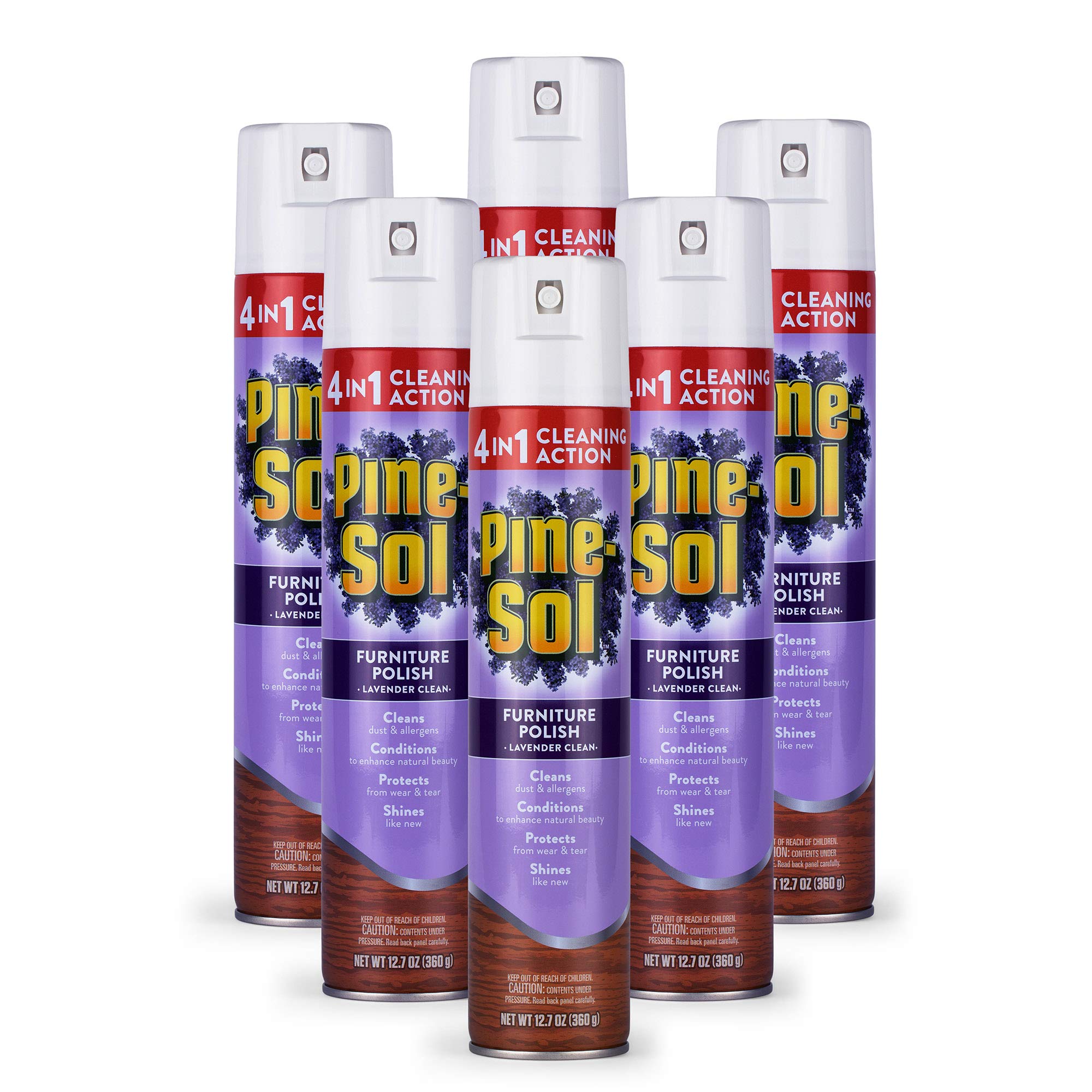 Pine-Sol Furniture Polish | Wood Furniture Polish Spray | Wood Polish Spray for Your Furniture Gives You A Powerful Clean You Can Trust | 12.7 Ounces, Fresh Lavender Scent - Pack of 6