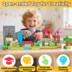 EchoPlan Magnetic Blocks, 100PCS Magnetic Building Blocks to Build a 3D World, STEM Sensory Construction Stacking Magnet Blocks Toy for Kids Ages 3+, Boys and Girls Christmas Birthday Gifts