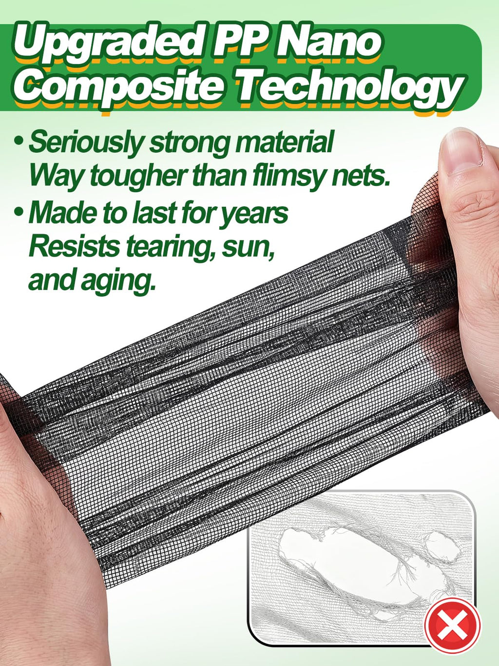 10x50ft Strong PP Nanocomposite Mosquito Net Garden Netting, Black