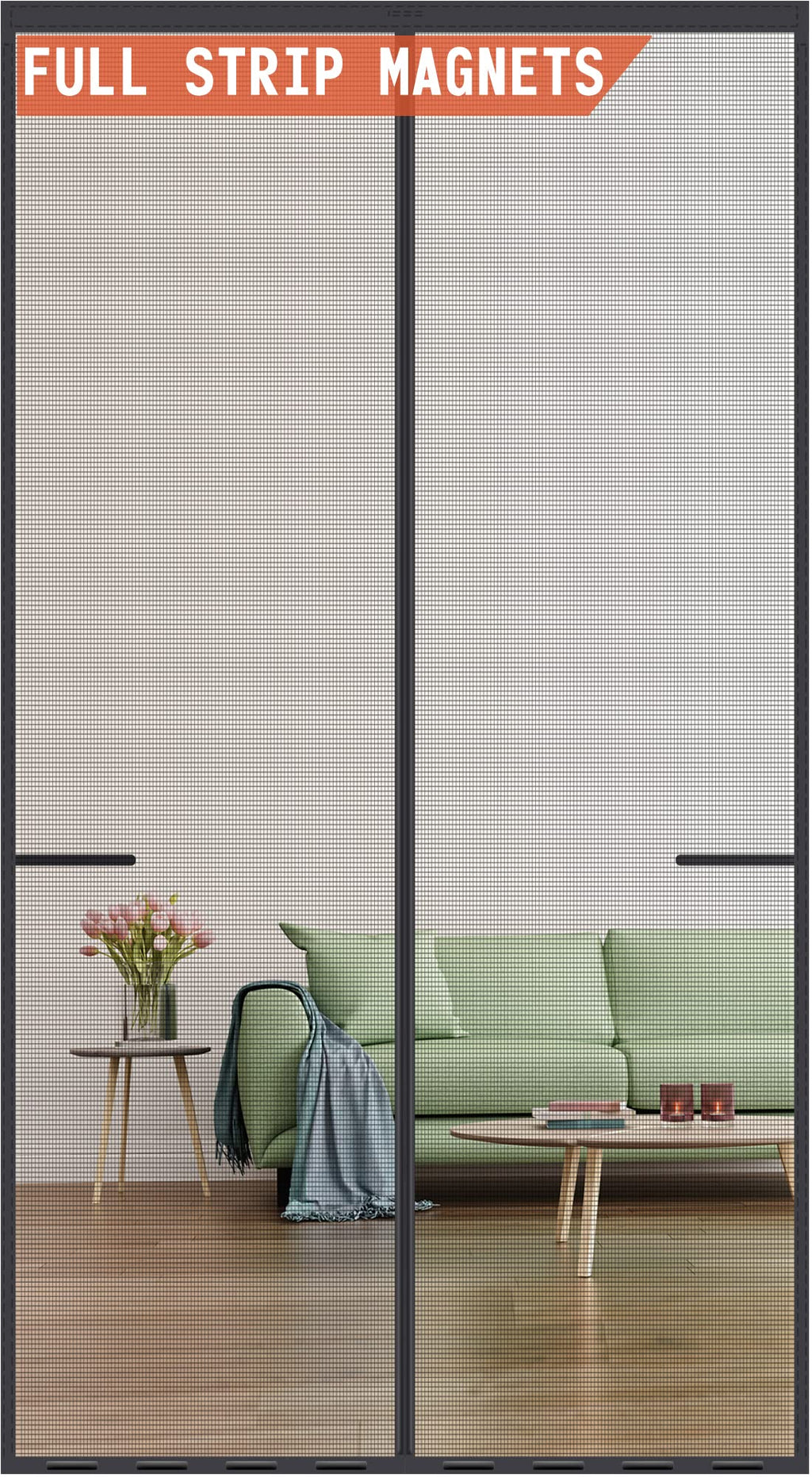 Mpmedo Magnetic Screen Door Upgraded-Model Full Strip Magnets,Reinforced Heavy Duty Mesh Screen Doors Magnets,Full Frame Seal Retractable Door Screen Magnetic Closure for Single Front Sliding Door
