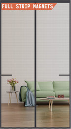 Mpmedo Magnetic Screen Door Upgraded-Model Full Strip Magnets,Reinforced Heavy Duty Mesh Screen Doors Magnets,Full Frame Seal Retractable Door Screen Magnetic Closure for Single Front Sliding Door