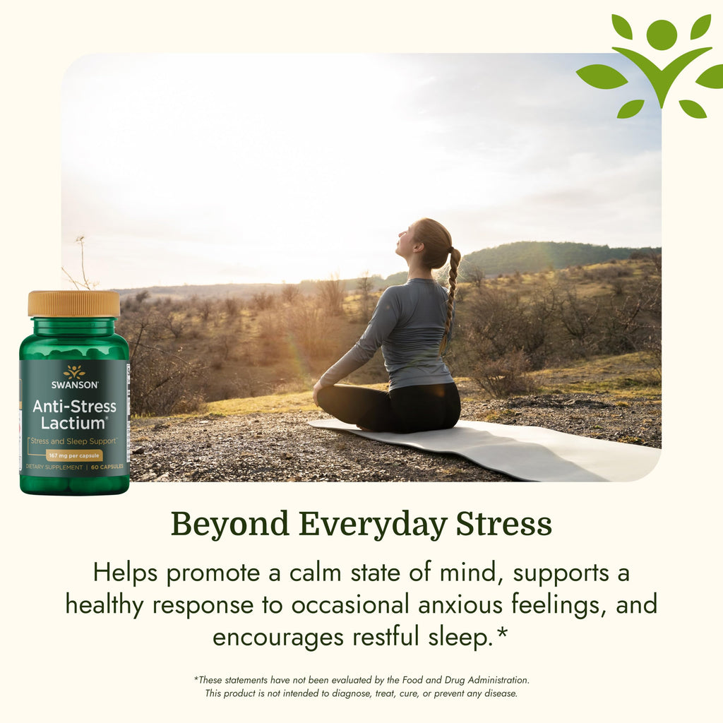 Swanson Women's Anti-Stress Formula (Lactium) - Helps Counter Stress, Promotes Relaxation and Sleep Support - (60 Capsules, 167mg) 1 Pack
