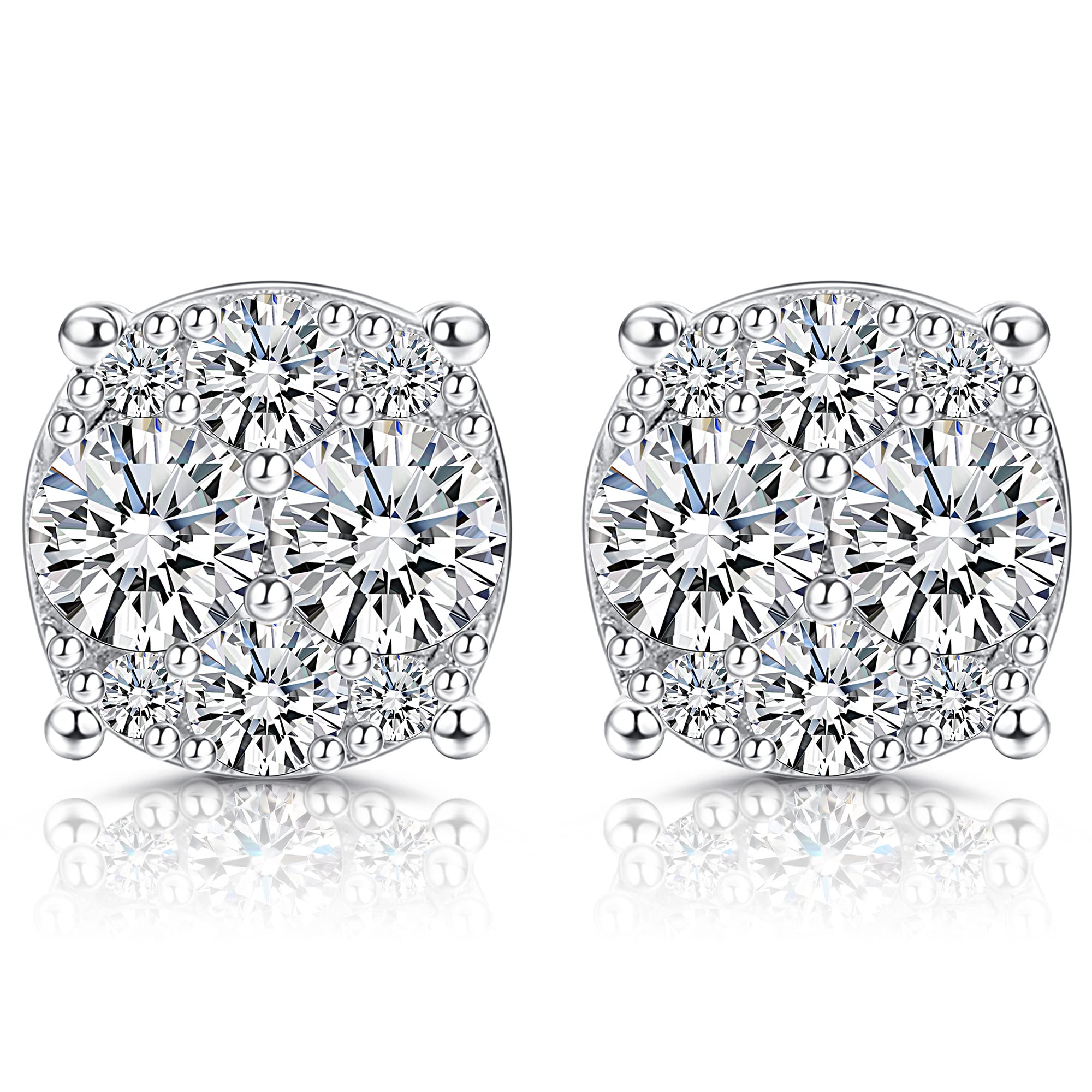 GEMQUEEN Moissanite Earrings Studs 925 Sterling Silver 0.5CT