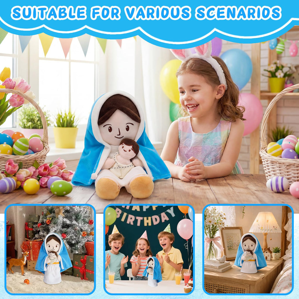 Yelakey Jesus Plush Virgin Mary Doll 11.8" Stuffed Religious Gift for Kids