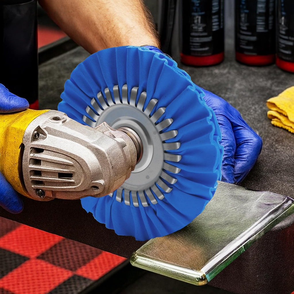 Konvixon 2PCS 8" Airway Buffing Wheel with 5/8" Arbor Flange-Free Hub，Blue Buffing Wheels for Angle Grinder, Heavy Cutting Metal Polishing Wheel for Aluminum Wheels Stainless Steel Metal Surface Prep