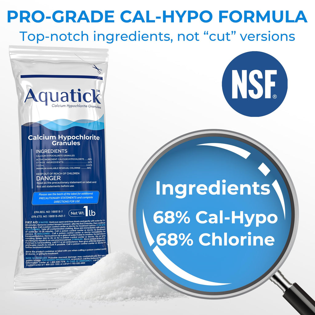 Pro-Grade Chlorine Pool Shock, 68% Cal-Hypo Granular Sanitizer, Prevents Bacteria & Algae, Restores Crystal Clear Water - Shock Treatment, Swimming Pool Chemical - 12 X 1lb