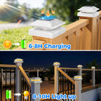 Peasur 4x4 Post Solar Lights 16 Pack, 2 Modes 16 LED Solar Post Cap Light Waterproof, Black Deck Fence Post Solar Lights Powered Outdoor, Fit 4x4 Wood/Vinyl Posts for Porch Patio