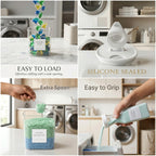 cocolanco 3+2 Pack Laundry Pods Containers & Dryer Sheet Holder & Laundry Detergent Dispenser, Laundry Room Organization and Storage Jars with Lids, Labels and Scoops for Scent Booster, Powder, Pods