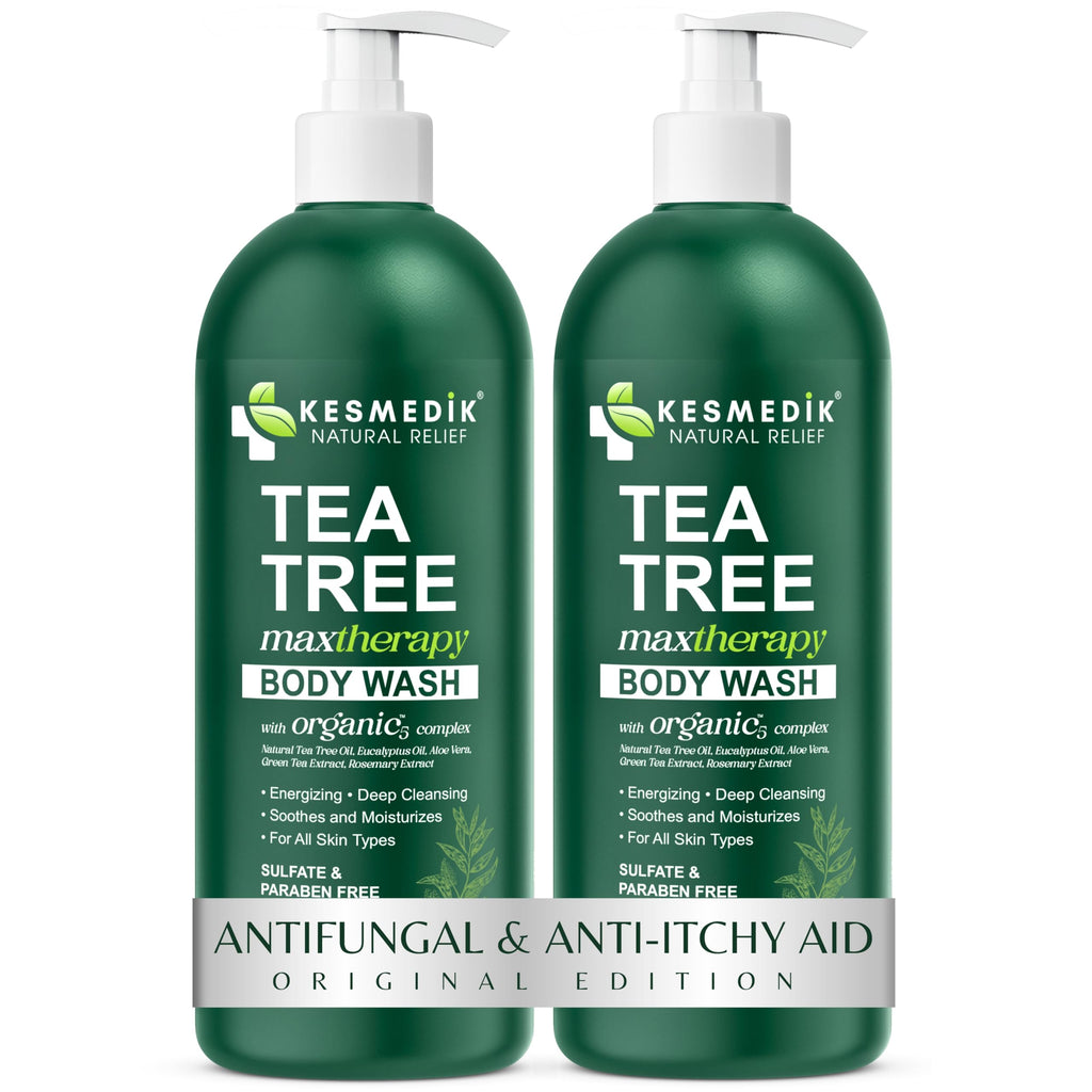 KESMEDIK Tea Tree Body Wash MaxTherapy, Itchy Skin Relief Soap, Soothes Jock Itch, Athlete's Foot, Acne, Eczema, Psoriasis & Sensitive Skin, Intimate Wash, Men & Women, 2-Pack, Original Edition