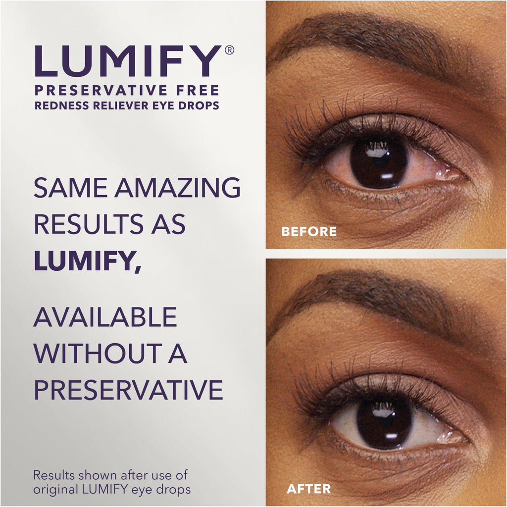 LUMIFY Preservative Free Eye Drops for Red Eyes, Redness Reliever for Sensitive Eye, Brighter and Whiter Looking Eyes, Works in 1 Minute & Lasts Up to 8 Hours, 20 Single-Use Vials