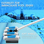 Extra-Wide 4LB Professional Weighted Vacuum Heads- Commercial-Grade Pool Vac Head with Direction-Control Handle,Brush & Wheels for Vinyl Liner-Deep Cleaning Inground & Above Ground Swimming Pool -Blue