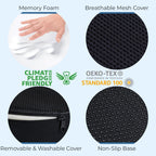 5 STARS UNITED Donut Pillow for Tailbone Pain & Hemorrhoids – Large Memory Foam Seat Cushion for Bed Sore-Prone Areas & Pressure Relief – Prostate, Postpartum & Pregnancy Support, Black Mesh Cover