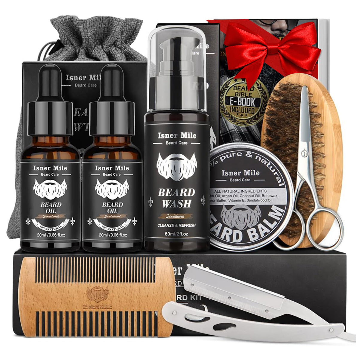 Beard Kit Birthday Gifts for Men Grooming & Care w/ Wash, Brush, Balm, Comb