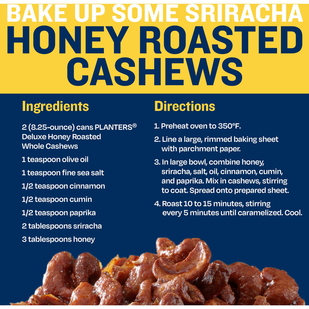Planters Cashews Honey Roasted Whole, 8.25 oz/ 233 g