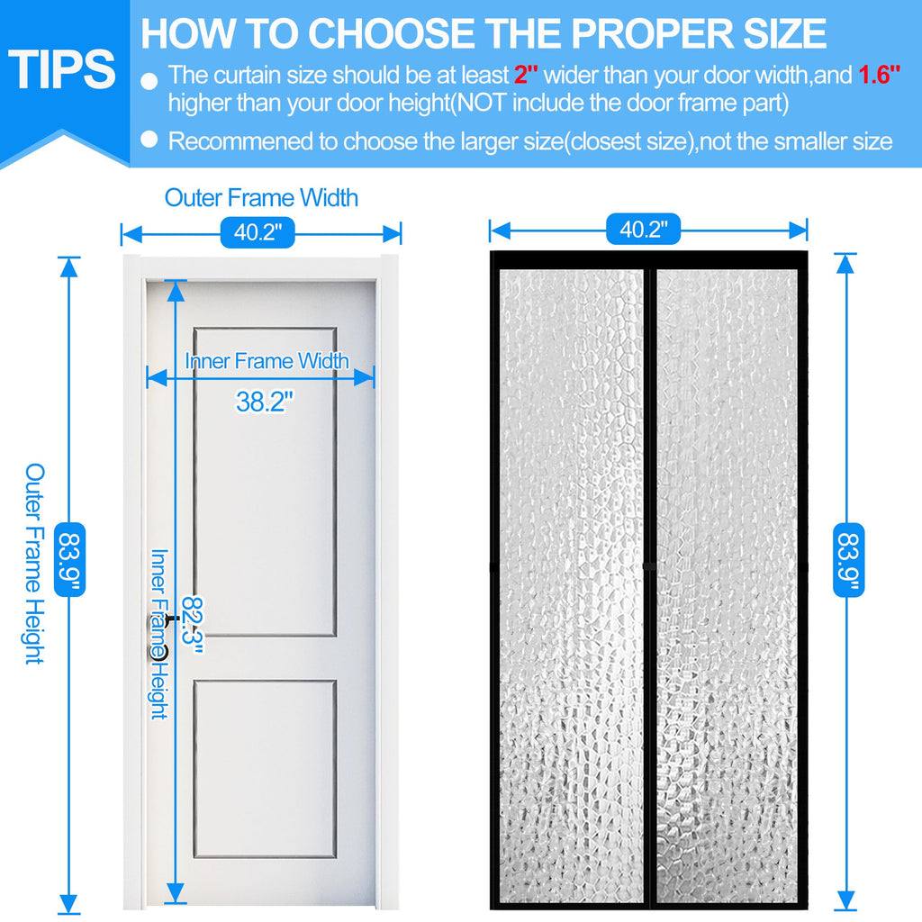 RELIANCER Magnetic Thermal Insulated Door Curtain,Waterproof EVA Door Cover,Fit Doors Size Up to 38"x82",Temperature Protection Insulated Doorway Curtain Partition,Patio Self-Closing Doors Net Screen