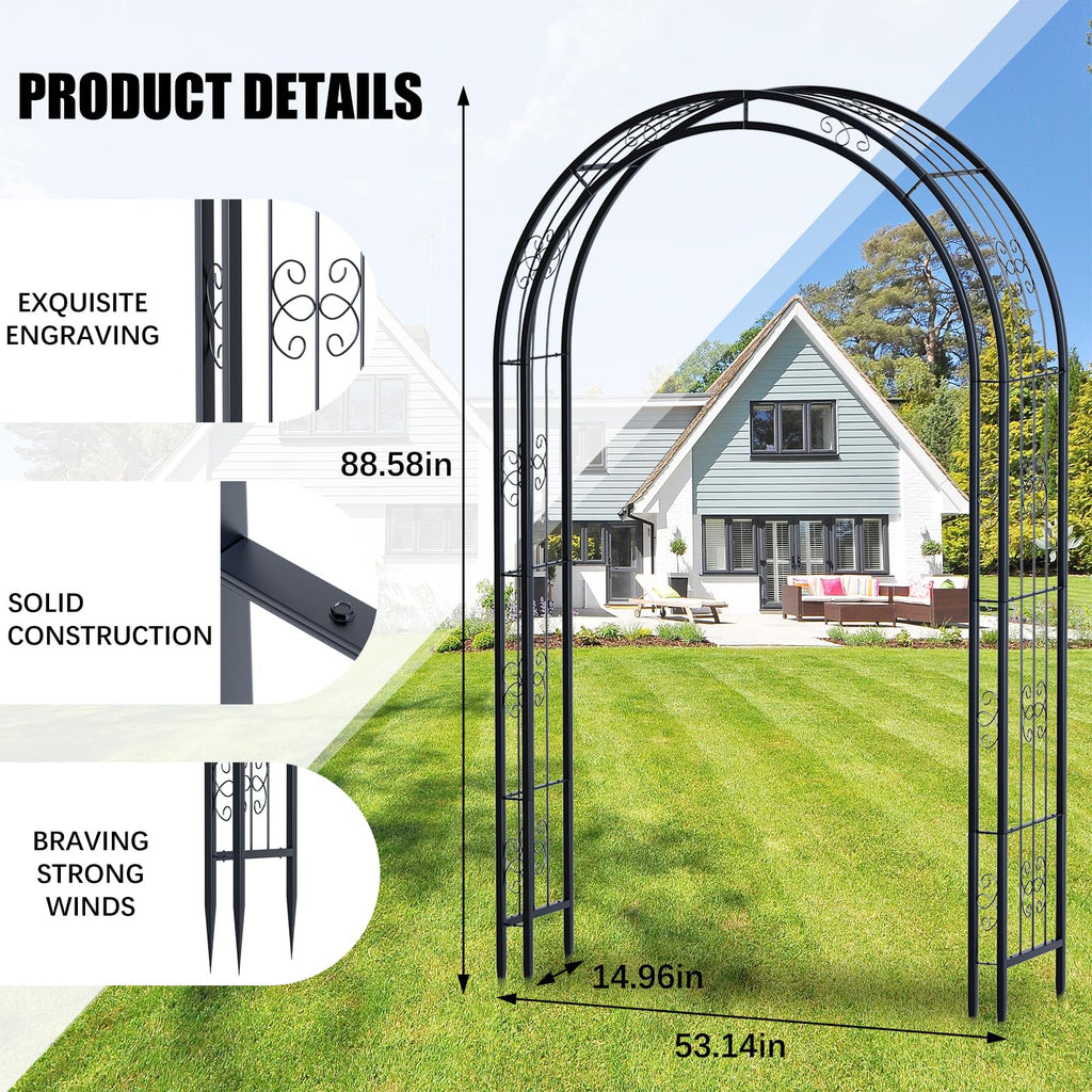 Arbuxzuy 7ft Steel Garden Arch Trellis for Climbing Plants