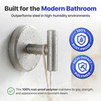 HOME SO Suction Cup Hooks for Shower & Bathroom Towel Holder 2-Pack – Suction Cups Hooks for Hanging Towels, Robes, & Coats - Tiles, Glass Door or Mirror – Shower Hooks & Towel Hooks - Nickel T-Shape