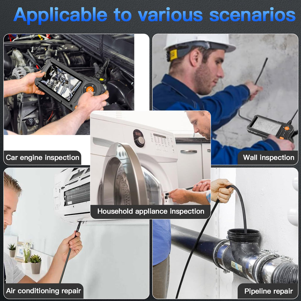 Endoscope Camera with Light - 4.3" LCD Screen Inspection Cameras,IP67 Waterproof Borescope with 8 Adjustable LED Lights,HD 1080P Endoscope Camera 16.5ft Semi-Rigid Cord,gifts for men tools and gadgets