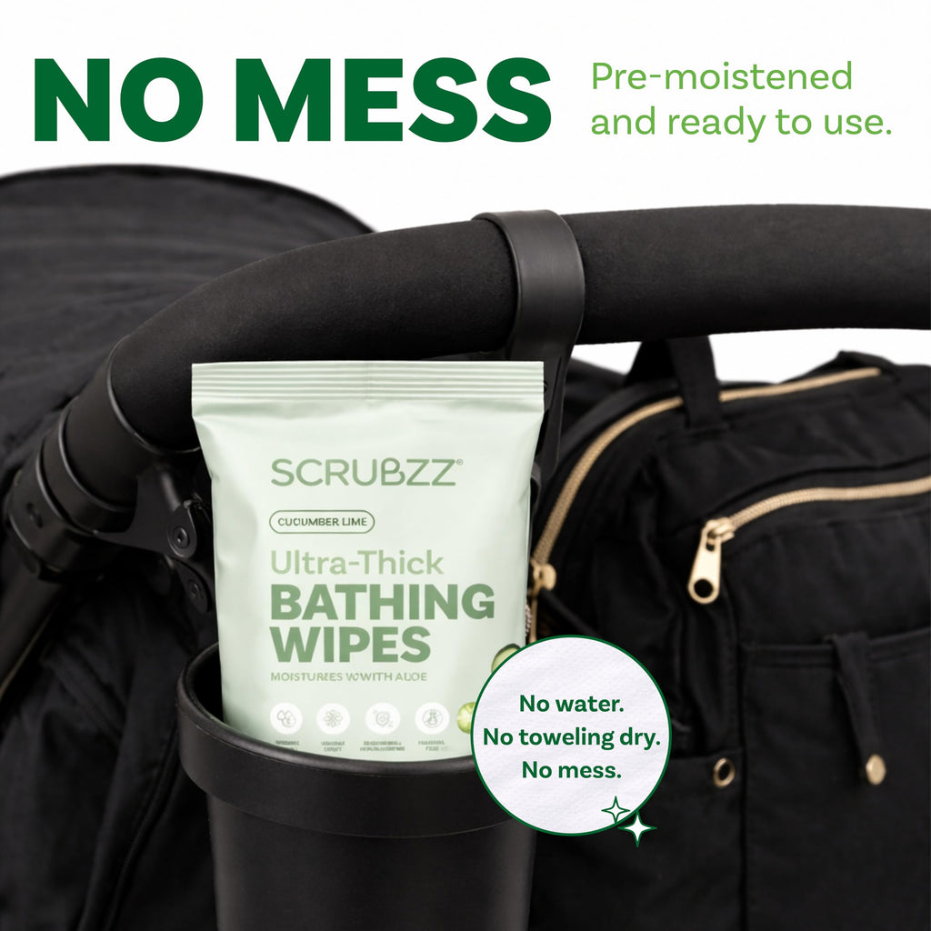 Extra Large Bath Wipes for Adults Bathing No Rinse - 40 Ultra Thick Disposable Body Cleansing Wipes for Men, Women & Elderly - Great for Gym, Camping, Post Surgery - Variety Pack