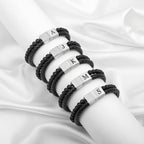 LUXEJEW Mens Bracelet - Leather Beaded Bracelets for Men Matte Agate Beads J Initial Bracelet for Mens Jewelry Fathers Day Ideas Gifts for Grandpa Dad Son Birthday Gifts for Men Husband Boyfriend