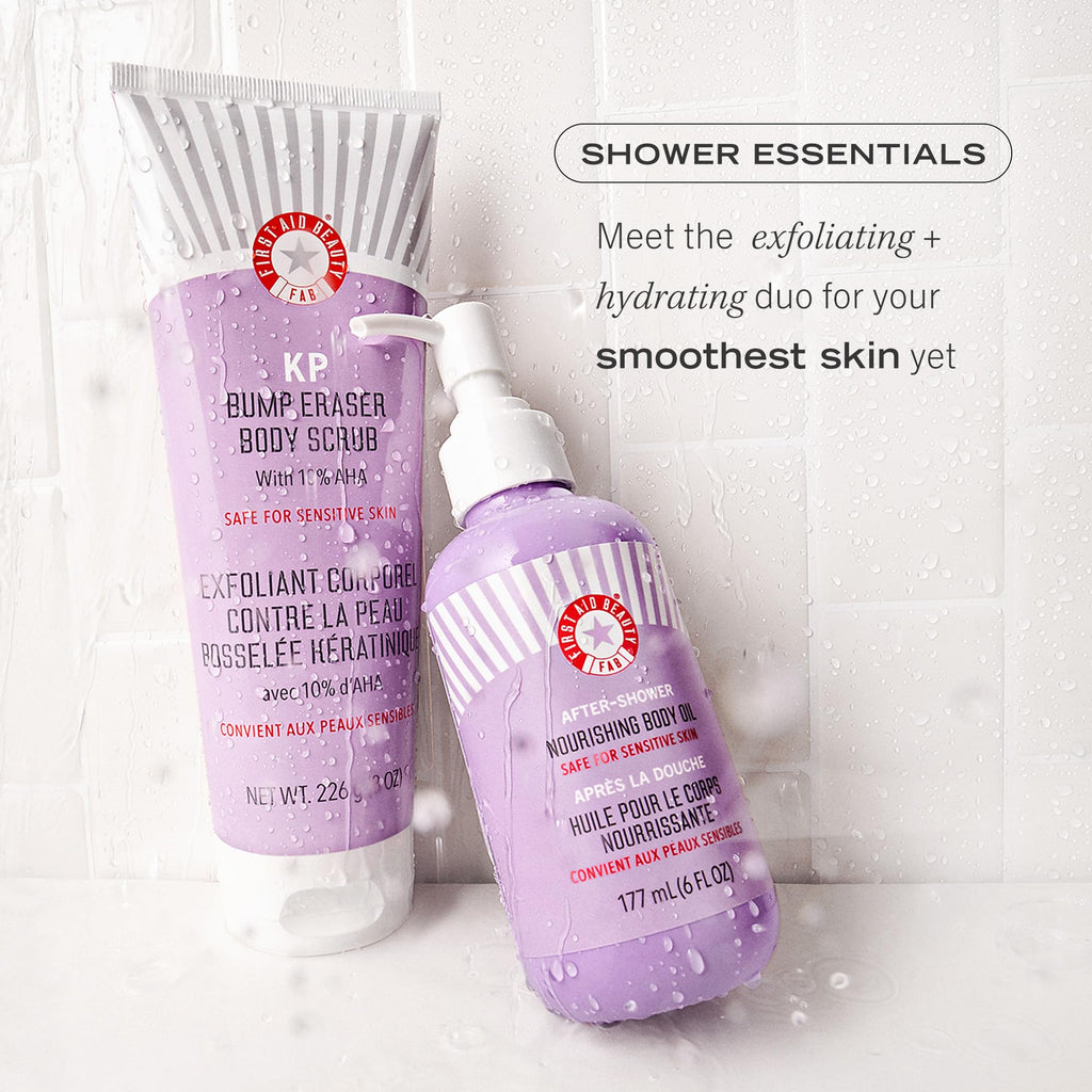 First Aid Beauty - After-Shower Nourishing Body Oil, Hydrates Skin & Locks In Moisture with Skin-Loving Lipids Jojoba Seed and Grapeseed Oil, Safe for Sensitive Skin, 6 oz