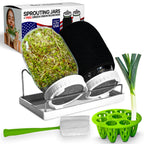 Sprouting Jar Kit - 2 Wide-Mouth Mason Jars with Stand and Sprout Lids