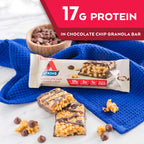 Atkins Chocolate Chip Granola Protein Meal Bar, High Fiber, 17g Protein, 1g Sugar, 3g Net Carbs, Meal Replacement, Keto Friendly, 5 Count