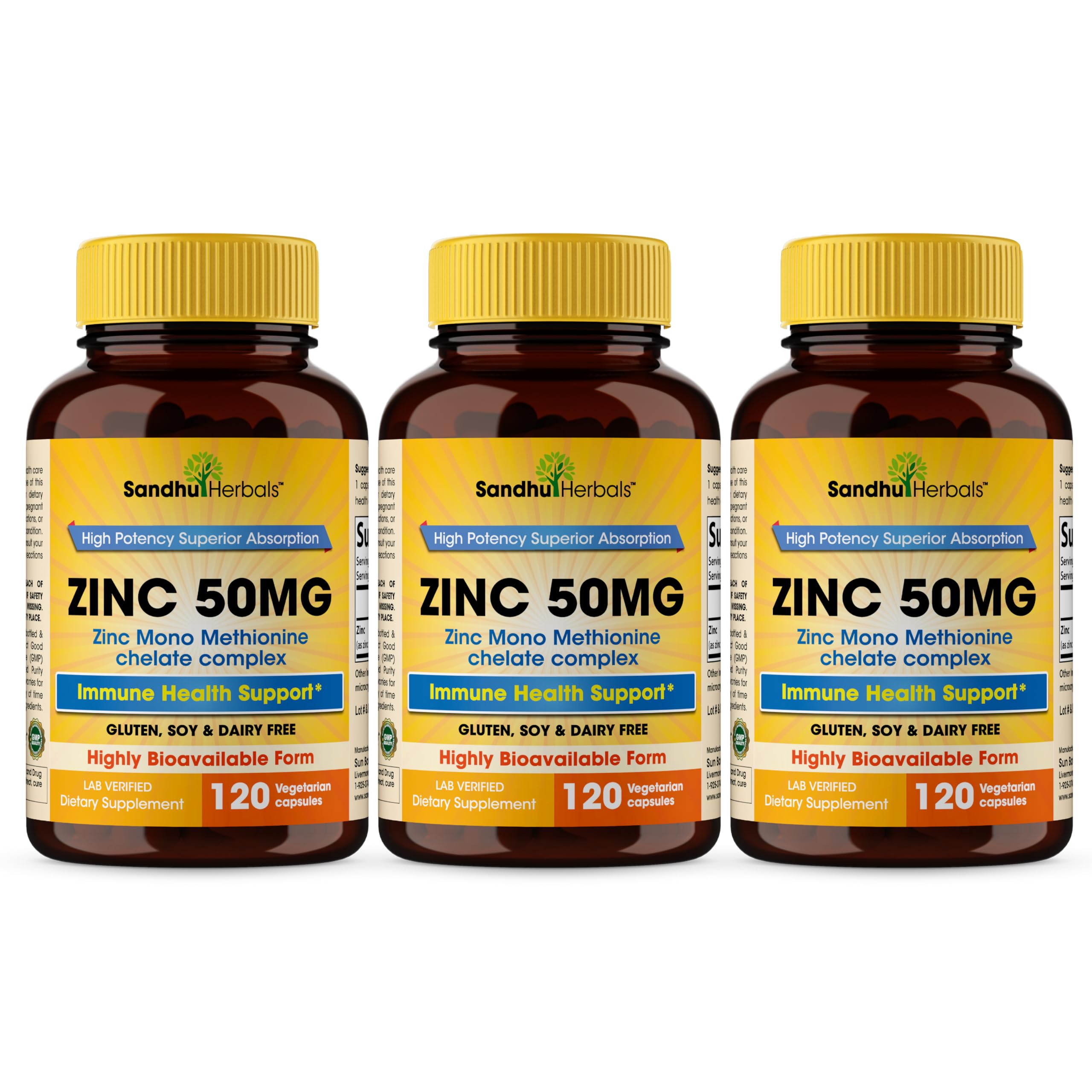 Zinc 50mg Capsules for Men and Women, 360 Count | Highly Absorbable Zinc Supplements for Immune System Support | Zink 50 mg Mono Methionine Chelated Complex |Helps with Skin Health & Overall Immunity