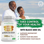 Black Seed Oil Capsules 1000mg, Organic Cold Pressed Black Cumin, High TQ, Immune & Joint Support, 120 Count (2 Month Supply)