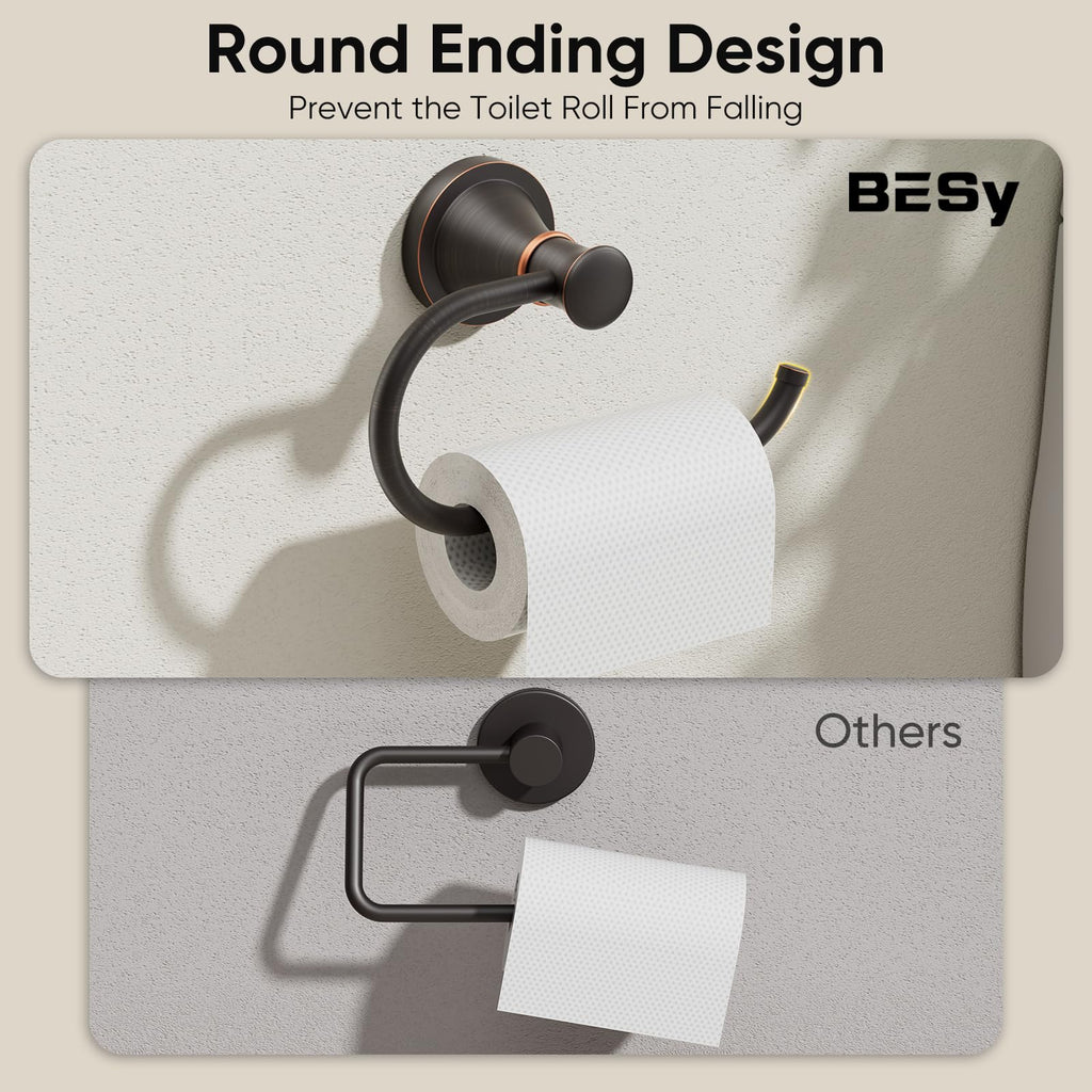 BESy Toilet Paper Holder Wall Mount Bathroom Roll Holder Oil Rubber Bronze