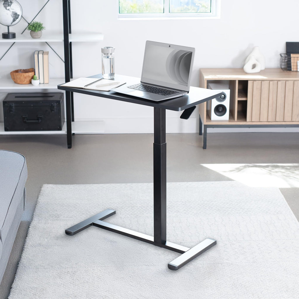 VIVO Mobile 32 x 16 inch Over Couch Laptop Table, Height Adjustable Bedside Desk for Recliner, Black, CART-V02L