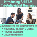 SHIZAM 600mg NAC 2000 FU 100mg Nattokinase & 400mg Reduced L Glutathione Gummies, N-Acetyl Cysteine Capsule Powder Pill Liquid Supplement/Supplements Alt, Organic N Acetylcysteine 1000mg 4000 600 mg