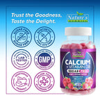 Calcium Supplement Gummies - Sugar Free Calcium Gummy with Vitamin D3 for Best Absorption - Supports Immune Health, Bones & Teeth - Nature's Calcium Chews for Women & Men - Berry Flavor - 120 Gummies