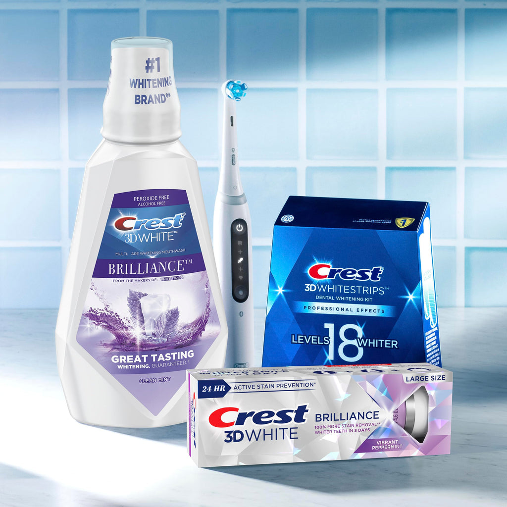 Crest 3D White Mouthwash, Teeth Whitening for Adults, 1L, 2 Pack, Alcohol Free Mouth Rinse, Breath Freshener, Antibacterial, Antiseptic, Bad Breath Treatment, Peroxide Free, Clean Mint